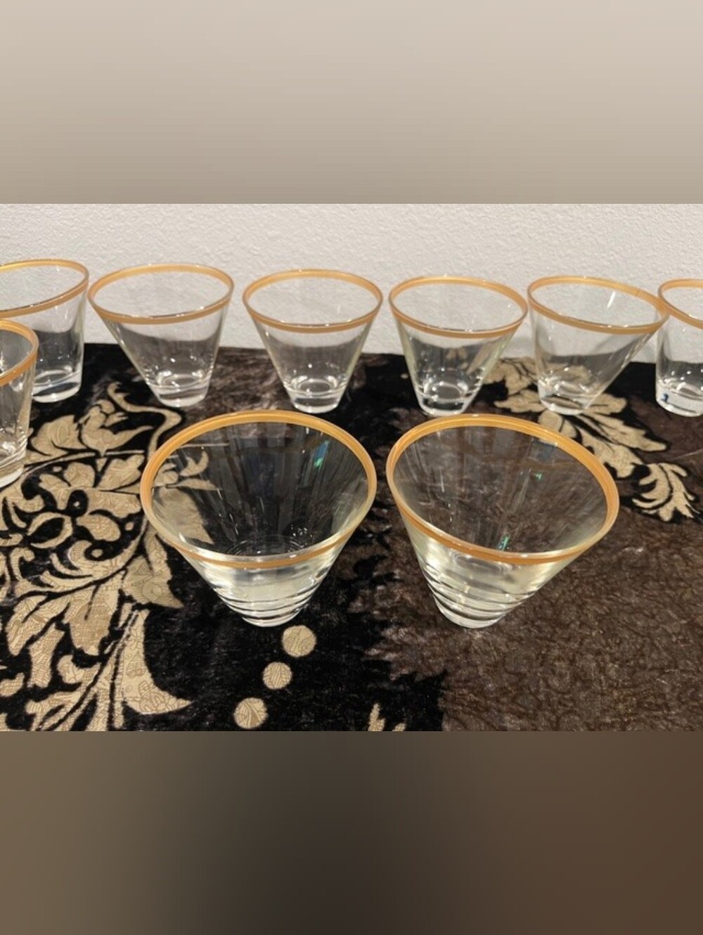 MCM Gold Rim Vodka/Cocktail Glasses Set Of 2 - Picture 11 of 13